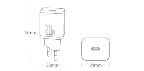 Kit Carregador BASEUS 20W Tipo C com Cabo para iPhone