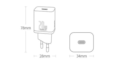 Kit Carregador BASEUS 20W Tipo C com Cabo para iPhone