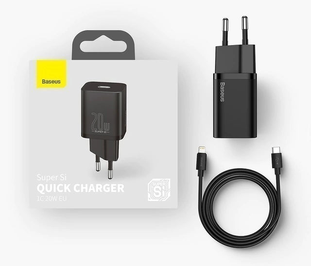 Kit Carregador BASEUS 20W Tipo C com Cabo para iPhone